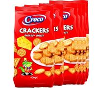 Africa Select Croco Crackers, Romanian Branza Cheese Flavored Baked Biscuits Savory Snacks, 400g (Pack of 6)