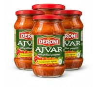 Africa Select Deroni Homemade Ajvar - Grilled Pepper & Eggplant Roasted Red prpper Spread 500g Mild Vegetable Caviar, Vegan & Gluten-Free Dip, No Preservatives - Authentic Bulgarian Style - Pack of 4