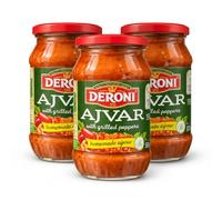 Africa Select Deroni Homemade Ajvar - Roasted Red Pepper & Eggplant Spread (500g) - Mild Vegetable Caviar, Vegan & Gluten-Free Dip, No Preservatives - Authentic Bulgarian Style - Pack of 3