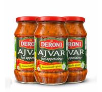 Africa Select Deroni Roasted Red Pepper Spread (Ajvar) 500g - Low Calorie, Keto Friendly & Vegan Sauce - Made with Grilled Vegetables & Garlic - No Artificial Preservatives -Homemade Recipe -Pack of 3