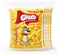 Africa Select Gusto Pufuleti - Salty Plain Corn Puffs - 45g Bags (10 Pack) | Romanian Corn Snack | Light, Crunchy & Delicious Salted Corn Flips