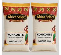 Africa Select Konkonte 2kg | Premium Brown Cassava Flour for Traditional African Cuisine | Family Pack