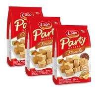 Africa Select Lago Party Wafers 3 Multipack - Hazelnut Flavour Crispy Cream Filled Wafer Biscuits - 3x250g Family Pack