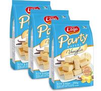 Africa Select Lago Party Wafers 3 Multipack - Vanilla Flavour Crispy Cream Filled Wafer Biscuits - 3x250g Family Pack