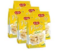 Africa Select Lago Party Wafers 6 Multipack - Lemon Flavour Crispy Cream Filled Wafer Biscuits - 6x250g Family Pack