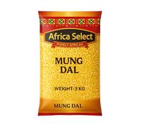 Africa Select Mung Dal 3kg | Premium Split Mung Beans for Soups, Curries, Khichdi & Salads | Family-Size Resealable Pack