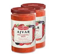 Africa Select Podravka Hot Ajvar Sauce - 350g Sandwich Jar (Pack of 2) | Spicy Balkan Roasted Red Pepper Relish with Chili