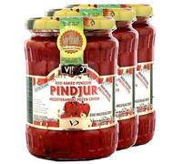 Africa Select Vipro Authentic Red Baked Pindjur Balkan Roasted Red Pepper & Eggplant Spread, Mild Vegetable Relish Condiment, 580ml (Pack of 3)