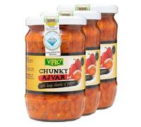 Africa Select Vipro Home Made Chunky Ajvar - Hot - 580ml Jars (Pack of 3) | Authentic Roasted Pepper Relish from the Balkans