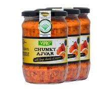 Africa Select Vipro Home Made Chunky Ajvar - Mild - 580ml Jars (Pack of 3) | Authentic Balkan Roasted Red Pepper Relish