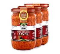 Africa Select Vipro Home Made Hot Ajvar - 580ml Jars (Pack of 3) | Traditional Spicy Balkan Roasted Pepper Relish