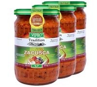 Africa Select Vipro Home Made Romanian Zacusca with Eggplants 580ml (Pack of 3) | Authentic Balkan Vegetable Spread & Roasted Red Pepper Condiment