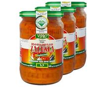 Africa Select Vipro Romanian Zacusca Ajvar Paste | Roasted Pepper & Eggplant Relish | Traditional Balkan Vegetable Spread Mezze Dip, 580ml (Pack of 3)