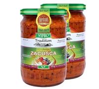 Africa Select Vipro Tradition Romanian Zacusca with Eggplants 580ml (Pack of 2) | Authentic Balkan Roasted Vegetable Pepper Spread & Relish Dip