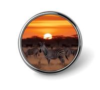 Africa Sunset Zebra Badge Holder Exquisite Round Badge with Picture Pin DIY Button Badges Personalized Metal Button Pin Fashion Brooch Crafts Gifts Clothes Decorative Pins