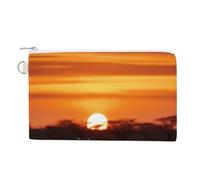Africa Sunset Zebra Coin Purse with Zipper Coin Wallet Coin Pouch Canvas Change Purse Pouch Zero Wallet Coin Bag