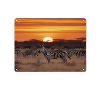 Africa Sunset Zebra Metal Sign 30x40cm Modern Tin Signs Indoor Outdoor Wall Art Deco for Home, Office, Cafe, Yard & Garden