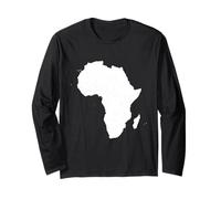 Africa T-Shirt, White African Map Graphic Art Print Tee Gift Long Sleeve T-Shirt