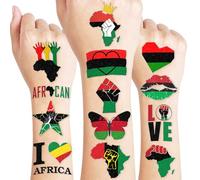 Africa Temporary Tattoos African American Party Decorations Favors Supplies Black History Themed Cute Stickers 10 Sheets 100 PCS Gifts for Baby Girls Boys Class School Carnival
