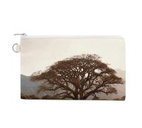 Africa Tree Coin Purses with Zipper, Personalized Zero Wallet for Shopping, Small Makeup Pouches Bag for Travel, Card Organizer Case, Portable Canvas Change Purses