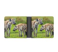 Africa Two Spotted Hyenas Leather Wallets for Men Slim Bifold Wallet Credit Card Holder Front Pocket Wallets