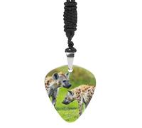 Africa Two Spotted Hyenas Personalized Guitar Picks Necklace Guitar Pendant Jewelry Gifts for Women Men