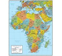 Africa Wall Map Laminated GeoPolitical Edition by Swiftmaps A2 (42cm x 60cm)
