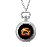 Africa Wild Animals Sunset Vintage Pocket Watch with Chain Arabic Numerals Scale Quartz Pocket Watches Gifts for Men Women
