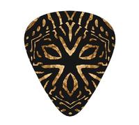 Africa Wild Zebra Black Gold Stripe,12 Pcs Guitar Pick,3 Different Thickness Plectrums for Acoustic Guitar Bass Ukulele (0.46mm 0.96mm 0.71mm)