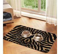 Africa Wild Zebra Black Gold Stripe,Waterproof Pet Feeding Mat,PU Leather Placemats for Cat Dog Water Bowl,Food Mats,30x45cm