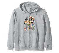 Africa Wildlife Map Illustration Zip Hoodie