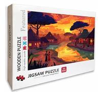 Africa Wooden Jigsaw Puzzles 141x87cm, Sunset Jigsaw Puzzles 4000 Piece for Adults with Box, Educational Challenging Game, Gifts for Teens, Back Lettering Easy to Distinguish, Home Decoration, I-3696
