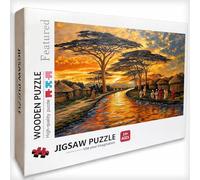 Africa Wooden Jigsaw Puzzles 30x20in, Landscape Jigsaw Puzzles for Adults 1000 Piece with Box, Challenging Game, Gifts for Teens, Back Lettering Easy to Distinguish, Suitable for Most People, C-2657