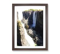 Africa Zambia Victoria Falls Waterfall Modern Framed Wall Art Print, Ready to Hang Picture for Living Room Bedroom Home Office Décor, Walnut A2 (64 x 46 cm)