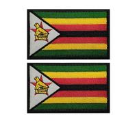 Africa Zimbabwe Flag Patch Embroidered Patches Applique Sew on Emblem Badges Shoulder Loop Hook Armband for Hat Clothes Bags Backpack (Zimbabwe)