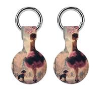 African A-mericans Afro Black Woman Paris Eiffe Tower Compatible for AirTag Holder with Keychain Silicone Protective Case Cover 2PCS