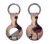 African A-mericans Afro Black Woman Paris Eiffe Tower Compatible for AirTag Holder with Keychain Silicone Protective Case Cover 1PCS