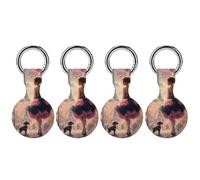 African A-mericans Afro Black Woman Paris Eiffe Tower Compatible for AirTag Holder with Keychain Silicone Protective Case Cover 4PCS