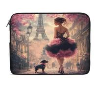 African A-mericans Afro Black Woman Paris Eiffe Tower Laptop Sleeve Cute Tablet Case Briefcase Carrying Work Bag Purse Pouch 13inch