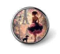 African A-mericans Afro Black Woman Paris Eiffe Tower Round Badge Funny Button Pins Brooches