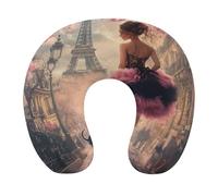African A-mericans Afro Black Woman Paris Eiffe Tower Travel Pillow Soft Neck Pillow U Shaped Pillows Airplane Pillow for Home Office Camping