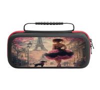 African A-mericans Afro Woman Paris Eiffe Tower Carry Case for Switch Hard Shell Protective Cover Pouch Travel Carrying with Handle