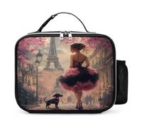 African A-mericans Afro Woman Paris Eiffe Tower Insulated Lunch Bag Reusable Lunch Box Container Portable Tote Bag for Work Picnic Travel