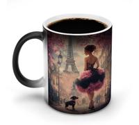 African A-mericans Afro Woman Paris Eiffe Tower Magic Coffee Mug Color Changing Cup