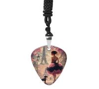 African A-mericans Afro Woman Paris Eiffe Tower Necklace Funny Guitar Pick Necklaces Pendant Jewelry Music Gifts