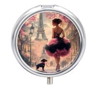 African A-mericans Afro Woman Paris Eiffe Tower Pill Case Travel Medicine Organizer Box