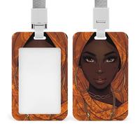 African A-mericans Pretty Women Card Holder Cute ID Badge Holders Card Protector for Office Work Women Men