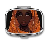 African A-mericans Pretty Women Pill Box 2 Compartment Pill Case Decorative Organizer Storage Boxes Holder Cute