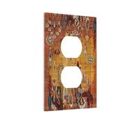 African Abstract West Folk Art Forms Unique Lines 1 Gang Outlet Covers Duplex Receptacle Wall Plate Decorative Electrical Faceplate Switchplates for Country Bedroom Decorate
