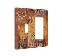 African Abstract West Folk Art Forms Unique Lines 2 Gang Single Toggle/Rocker Combination Light Switch Cover Decorative Wall Plate Electrical Faceplate Farmhouse Kitchen Decorate